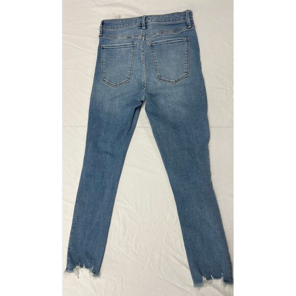 Abercrombie and Fitch Distressed Light Wash Denim Jeans with Raw Hem Detail 27/4 - Picture 4 of 4